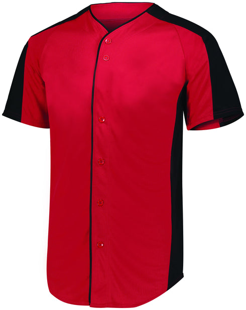 Augusta Sportswear Full-Button Baseball Jersey (1655), Color 'Red/Black'